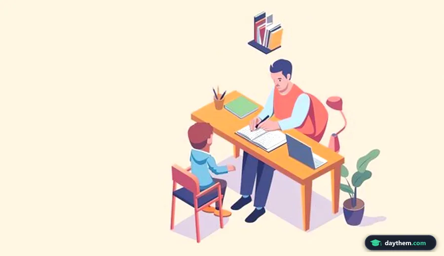 Giáo viên hướng dẫn học sinh xem xét tài liệu và học tập tại bàn làm việc